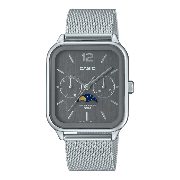 Casio Analog MTP-M305M-8A Moonphase Quartz Men's Watch Stainless