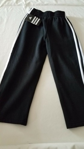 NWT ADIDAS Boys Athletic Track Sweat Pants Black Size 4 NO POCKETS COTTON POLY - Picture 6 of 9