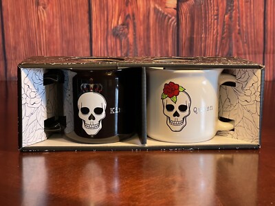 Couple Matching King and Queen Mugs HALLOWEEN Skulls ,Great Gift New