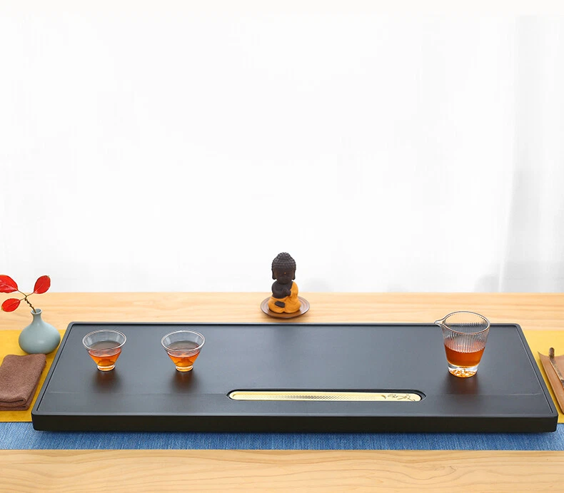 Whole Stone Tea Tray Water Draining Serving Tray For Tea Set Heavy Tea Boat New - Image 2 of 4