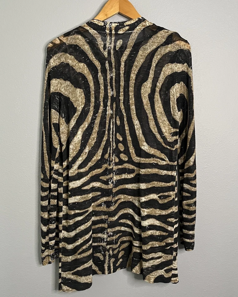 Cárdigan para mujer Cullen M frente abierto y camiseta sin mangas estampado animal lino mezcla viscosa Foto 2 de 4