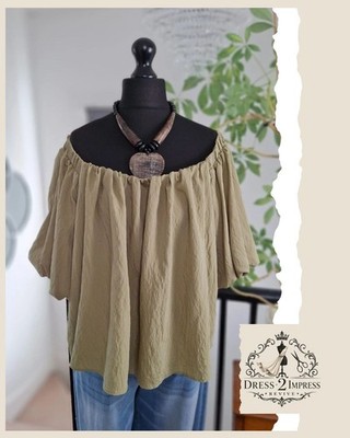 H&M Bardot Top Übergröße 20 22 XL Damen Hippie Festival Relaxed Boho Folk Cool