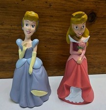 2 Disney Rubber Princess Figures Aurora/ Sleeping Beauty, Cinderella