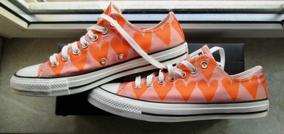 CONVERSE CHUCK TAYLOR FREIZEIT SNEAKER SCHUHE HERZ DRUCK ORANGE ROSA 42 NEU 
