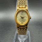 Seiko Watch Women 18mm Gold Dial Gold Tone Oval Vinatge V401-5109 New Battery HB