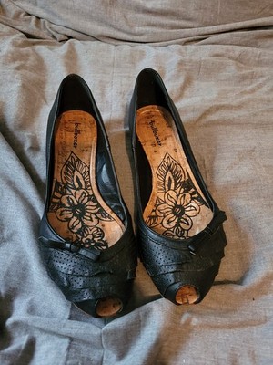 Bullboxer Schuhe Pumps Wedges Peeptoes schwarz Korkabsatz Keilabsatz Gr. 38