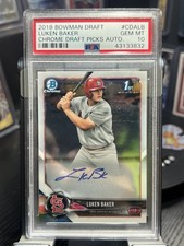 Bowman 2018 Draft Chrome Autograph Luken Baker #CDA-LB PSA 10 Cardinals