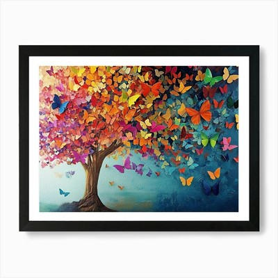 Schmetterlinge Kunst lebendig bunt gerahmtes Wandbild Poster Leinwanddruck Bild