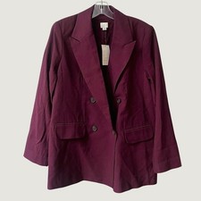 A New Day Burgundy Double Breasted Blazer Womens Small NWT Workwear Jacket