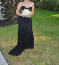 Black Strapless Lace Prom Dress Formal Medium Size Previously Tailored