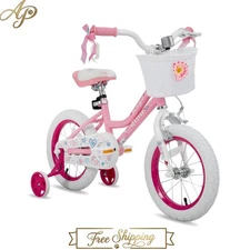 Adjustable 14-Inch Girls Bicycle - Training Wheels, Basket & Streamers Included