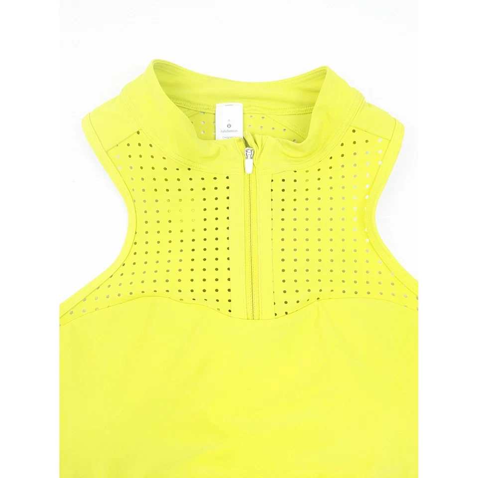 Lululemon Unleash Strength Bra Size 8 Yellow Sleeveless Zip Front Athletic Top - Image 4 of 4