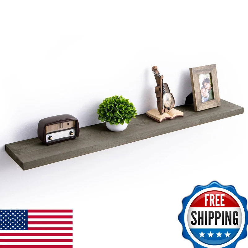 Axeman Floating Shelves For Wall 48 Inch 48W X 8D Rustic Grey Wood Floating