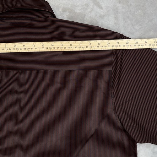 DIXXON Shirt Button Up Benny D-Lite Party Wear Mens 2XL Brown Striped Stretch SS - Picture 18 of 24