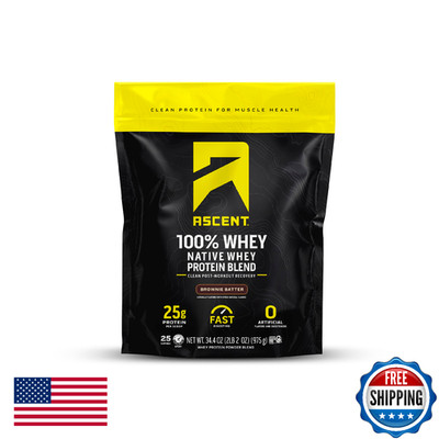 Ascent 100% Whey Protein Powder - Post Workout Whey Protein Isolate, Zero Artifi