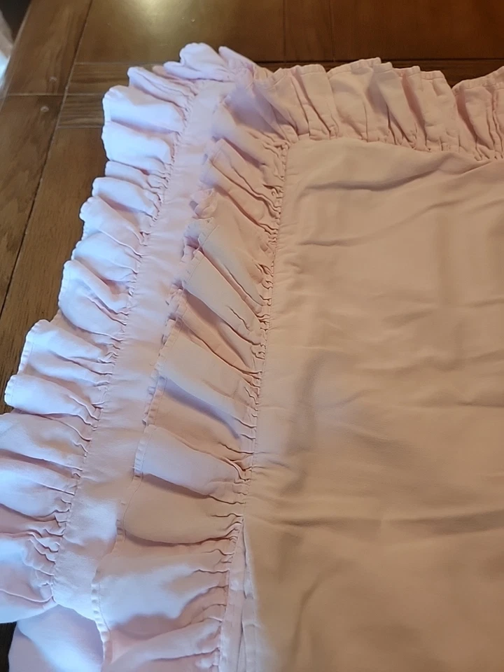 ¡¡Raro!!!Funda nórdica Pottery Barn Kids rosa con volantes de algodón orgánico completa Queen Foto 3 de 4