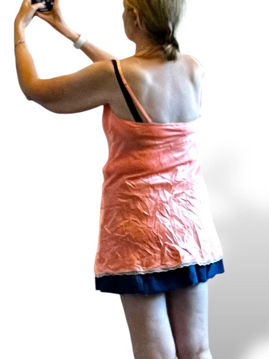 UNDERCOVER Abito babydoll vintage Victoria’s Secret raso pizzo e paillettes mini slip taglia M