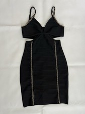 SHEIN Black Chained Bodycon Dress Cut Out Waist Size Small Baddie Party Feminine