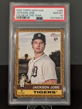 2025 Topps Heritage Jackson Jobe Color of the Year #389 PSA 10 Numbered Rookie