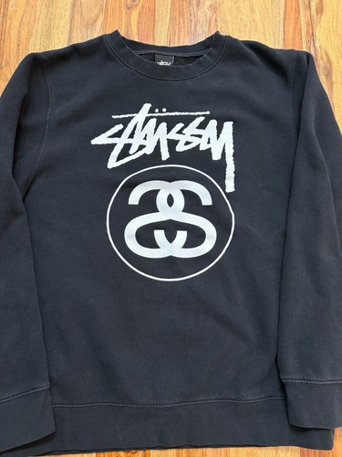 Stüssy, Vintage Stüssy Big Logo Crewneck Sweatshirt Black Made in USA