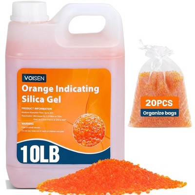 VOISEN 10LBS Orange Indicating Silica Gel Desiccant Beads