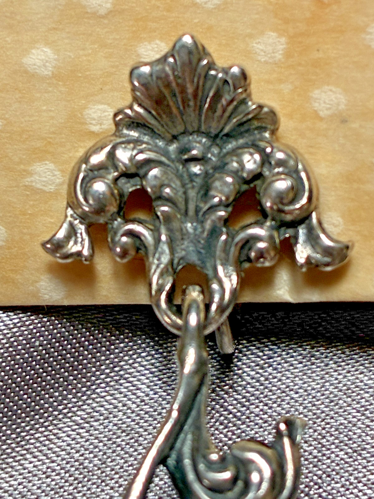 Elegant Vintage Art Nouveau Ornate Feather Scroll Sterling Clip On Earrings