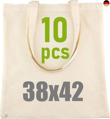 LEVIATAN IDEA HOME Baumwolltasche 38x42cm- Jutebeutel Groß - Stoffbeutel Unbedruckt,