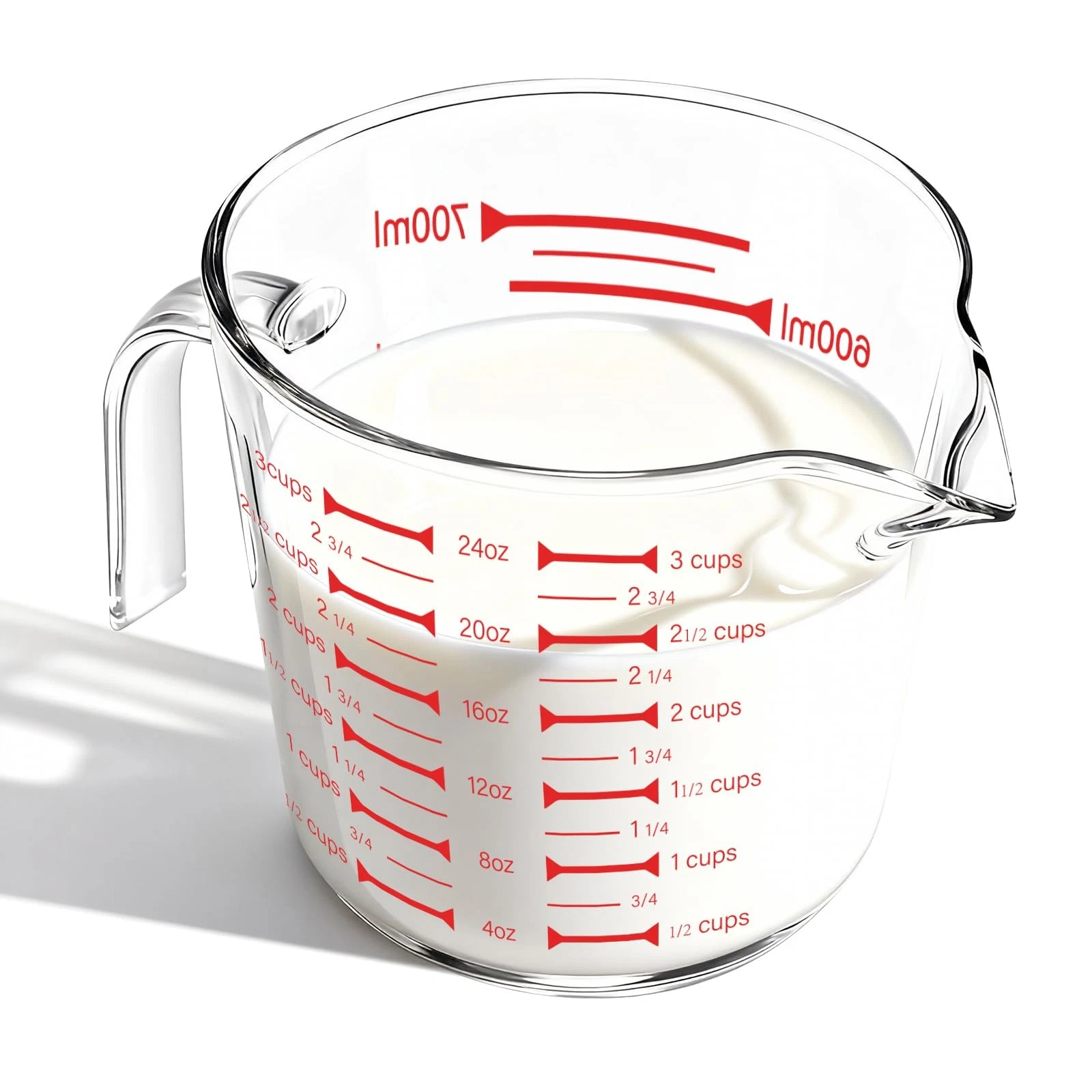 Glass Measuring Cups High Borosilicate [Insulated Handle | 24OZ 3CUP 700ml V-...