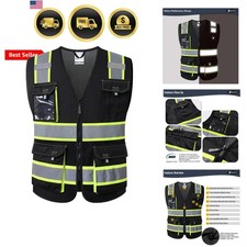 Hi Vis Reflective Safety Vests for Men Women High Visibility Vest with Pocket...