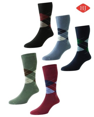 HJ Hall Comfort Top Herren Argyle Baumwolle Nicht Elastisch Lockerer Top Socken
