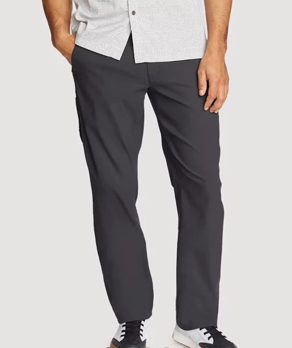 Eddie Bauer Mens Horizon Chino Straight Leg Outdoor Hiking Carbon Pants 36x32