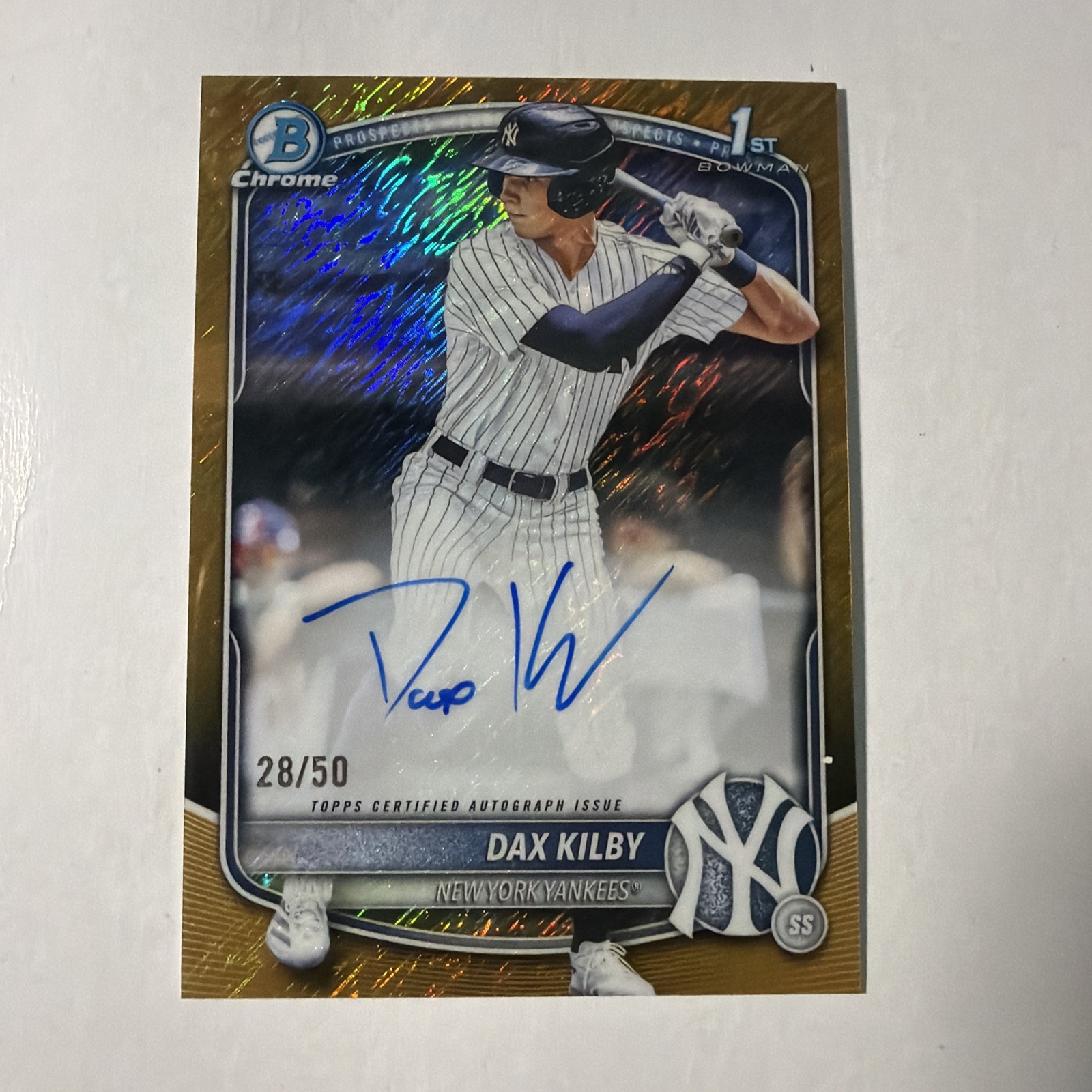 2025 BOWMAN DRAFT CHROME PROSP 1ST AUTO CPA-DK DAX KILBY GOLD SHIMMER 28/50