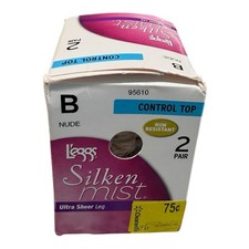 Leggs Silken Mist Control Top Pantyhose Nude B Pack of 2 Pair Ultra Sheer Leg