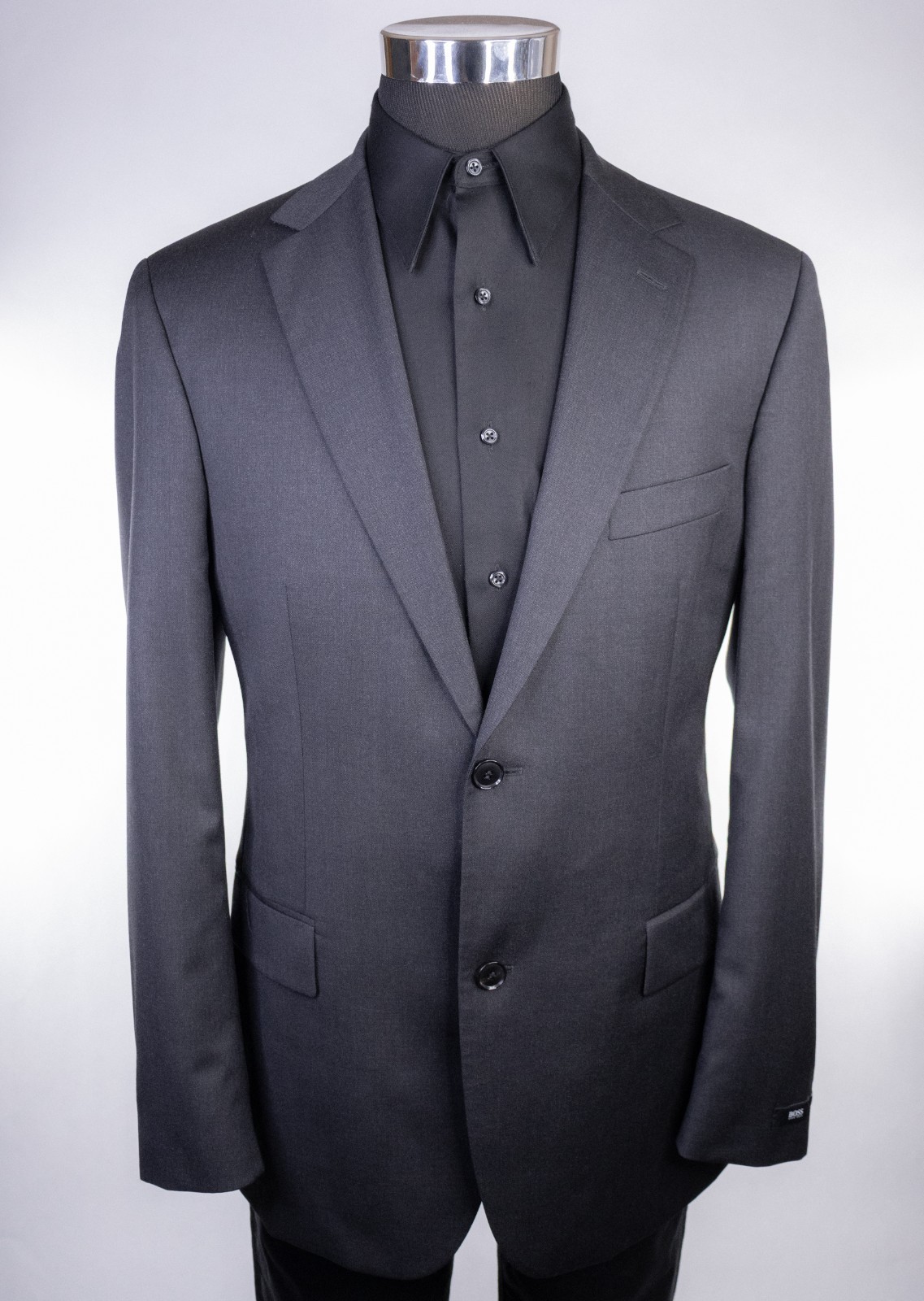 BOSS Hugo Boss Blazer Sport Coat Jacket Men’s 40R Solid Gray Wool 2-Button thumbnail 2