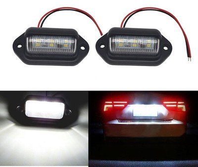 6LED Car Number License Plate Lights Lamps Fit For Trailers Trucks Van Caravans