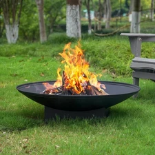 32" Outdoor Fire Pit Table w/ Grill & Cover Wood Burning Patio Heater
