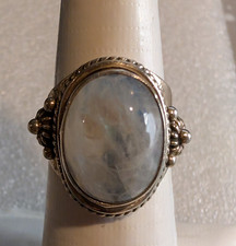 Vintage Sterling Silver 925 Rainbow Moonstone Statement Ring Size 6
