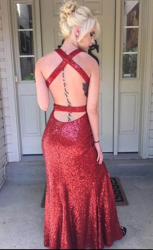 Red Prom Dress Size 4 - Image 2 of 3
