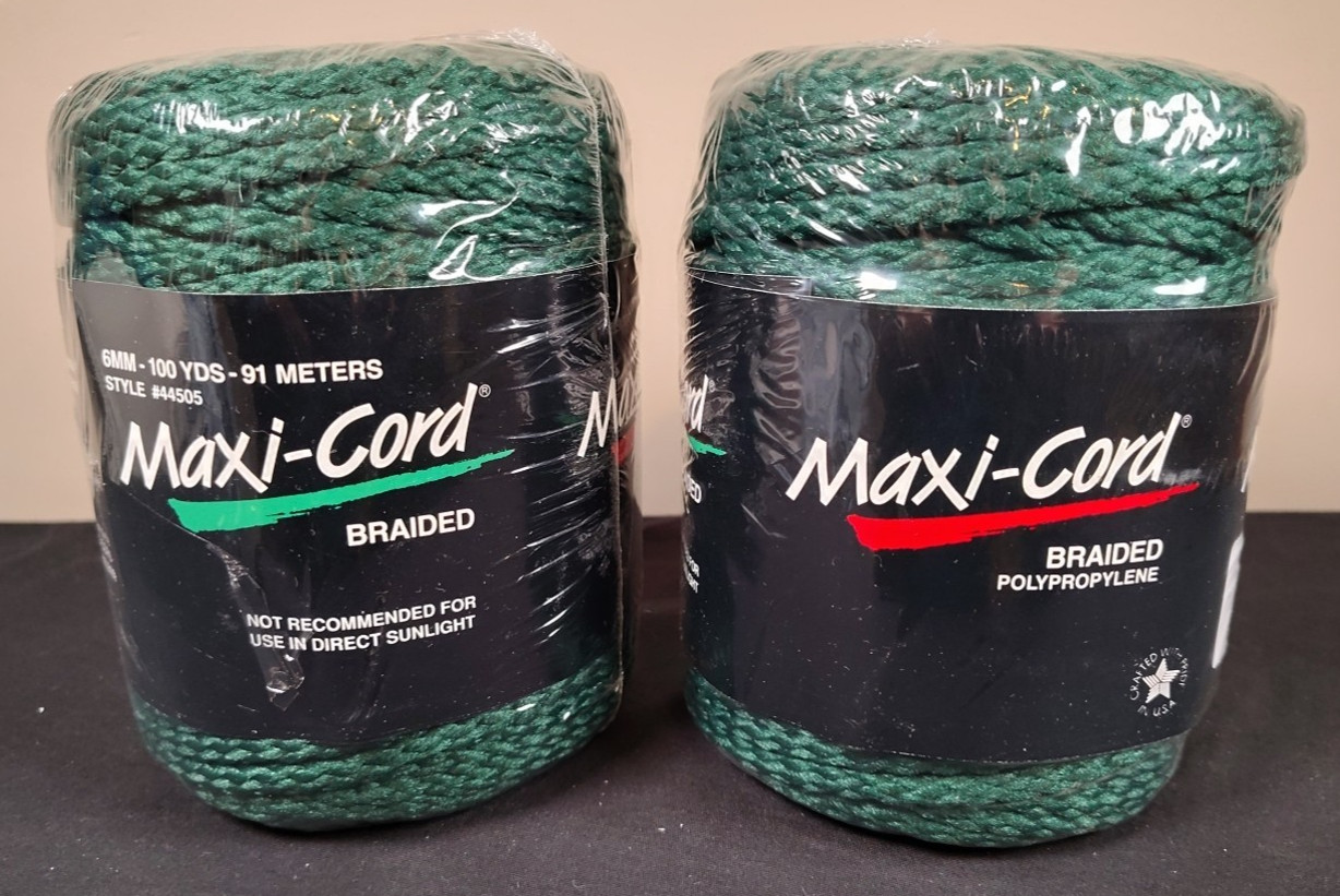 Maxi-Cord Macrame Dark Green Braided Polypropylene 6mm 100 Yards USA - New Qty 2