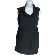 Ann Taylor LOFT Dress Women Size 6 Petite Black Sleeveless Zip Back Cowl Neck