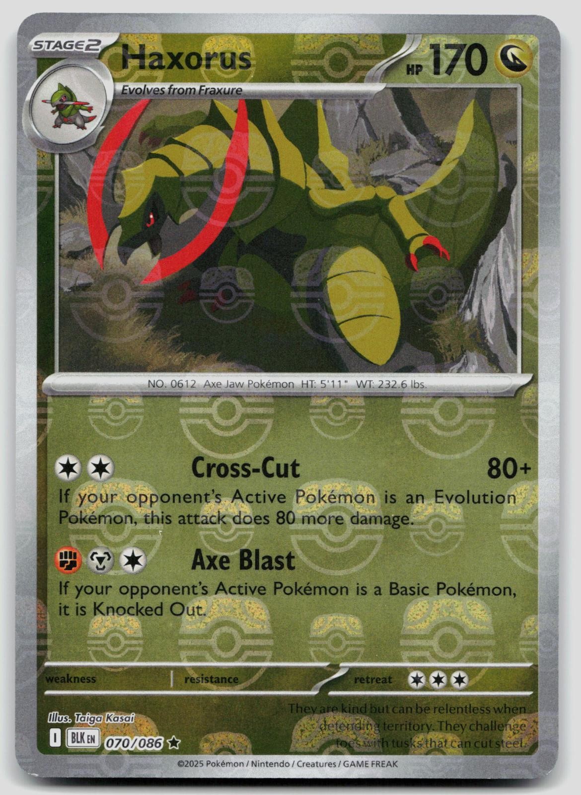 Haxorus 070/086 ENG Black Bolt - Master Ball Pokemon NM