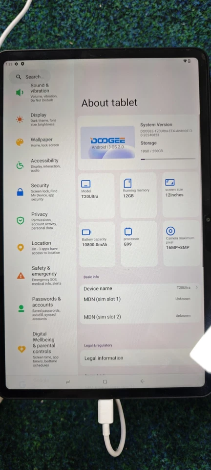 DOOGEE T20Ultra 12in 32GB+256GB Tablet 10800mAh Android 13 4G LTE&5G WiFi Tablet - Image 3 of 4