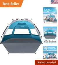 Durable Pop Up Beach Tent with UPF 50+ UV Protection - For Family Fun Outdoors