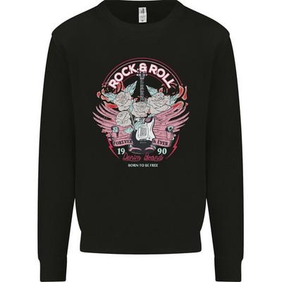Rock N Roll Born To Be Free Gitarre Flügel Kinder Sweatshirt Pullover