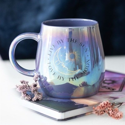 Live by the Sun Love by the Moon irisierende Tasse, himmlischer New Age Kaffee Tee