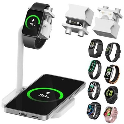 2 in 1 Watch Universal Wireless Charger Dock with Adjustable Smart A03SW-White