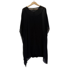 Eileen Fisher Sheer Silk Shift Dress Womens Sz 0 Black Whimsigoth Grunge 