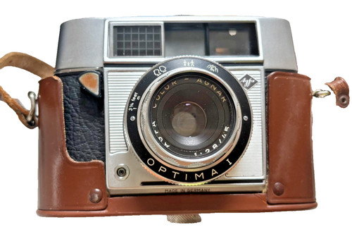 TESTED Vintage AGFA “OPTIMA” Compur 35mm Film Camera +flash –  Retro Collectible