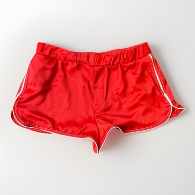 Zara Red Track Style Dolphin Hem Shorts with White Trim, Size