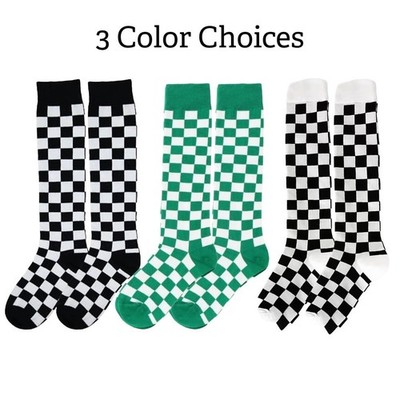 Checkered Pattern Knee High Socks (Adult Medium - Women's Shoe Sizes 5-10)